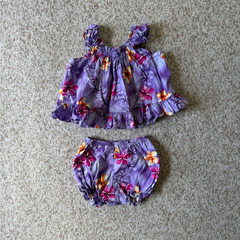 5/$25 RJC Baby Girl Hawaiian Plumeria 2-Piece Top and Bloomers Set